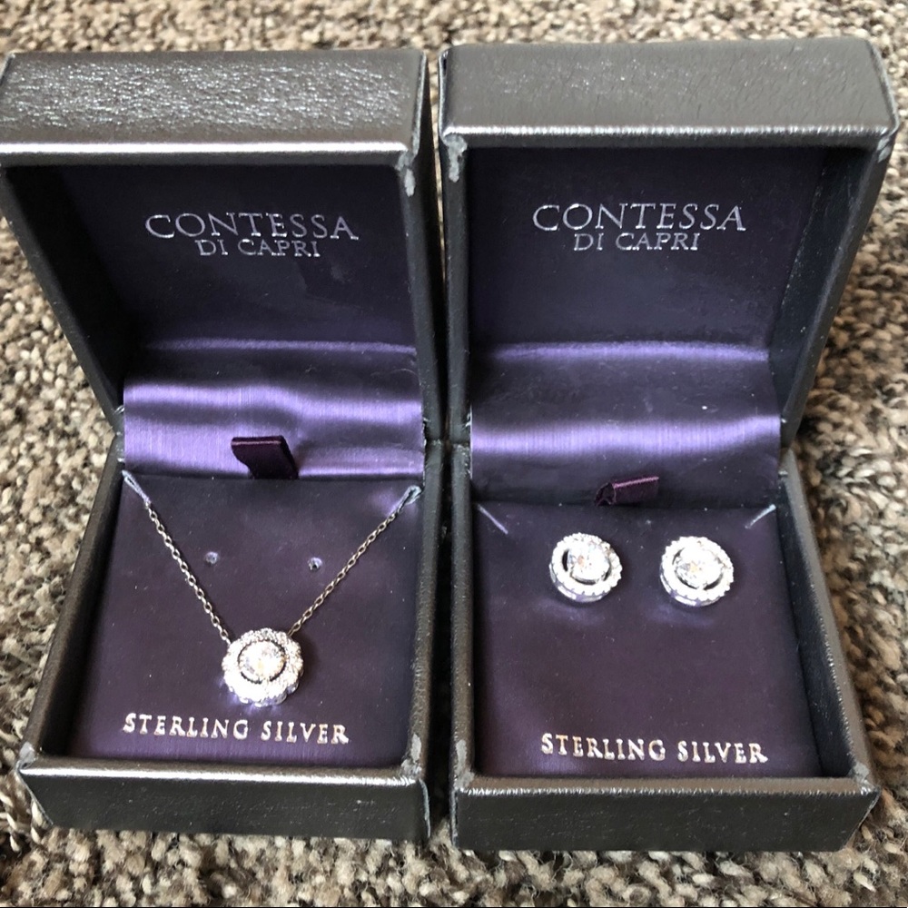 Contessa Di Capri Sterling Studs & Necklace NWT